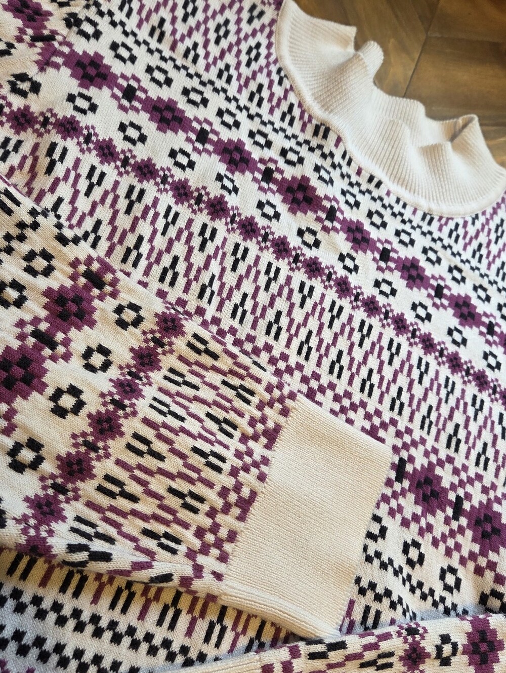 EDC Fair Isle Micro-Knit Cowl Neck Sweater XL